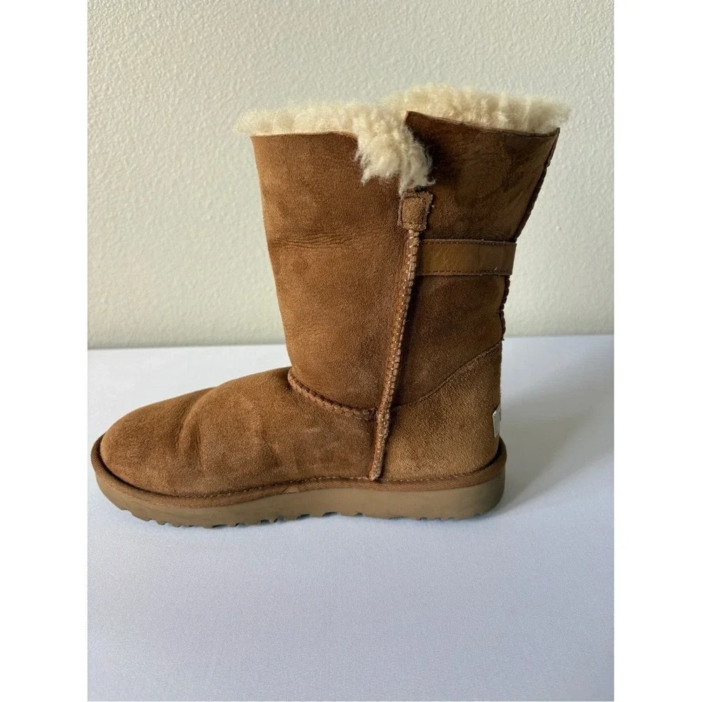 UGG Suede Boots Nash Chestnut Shearling Mid-Calf Boot with Buckle